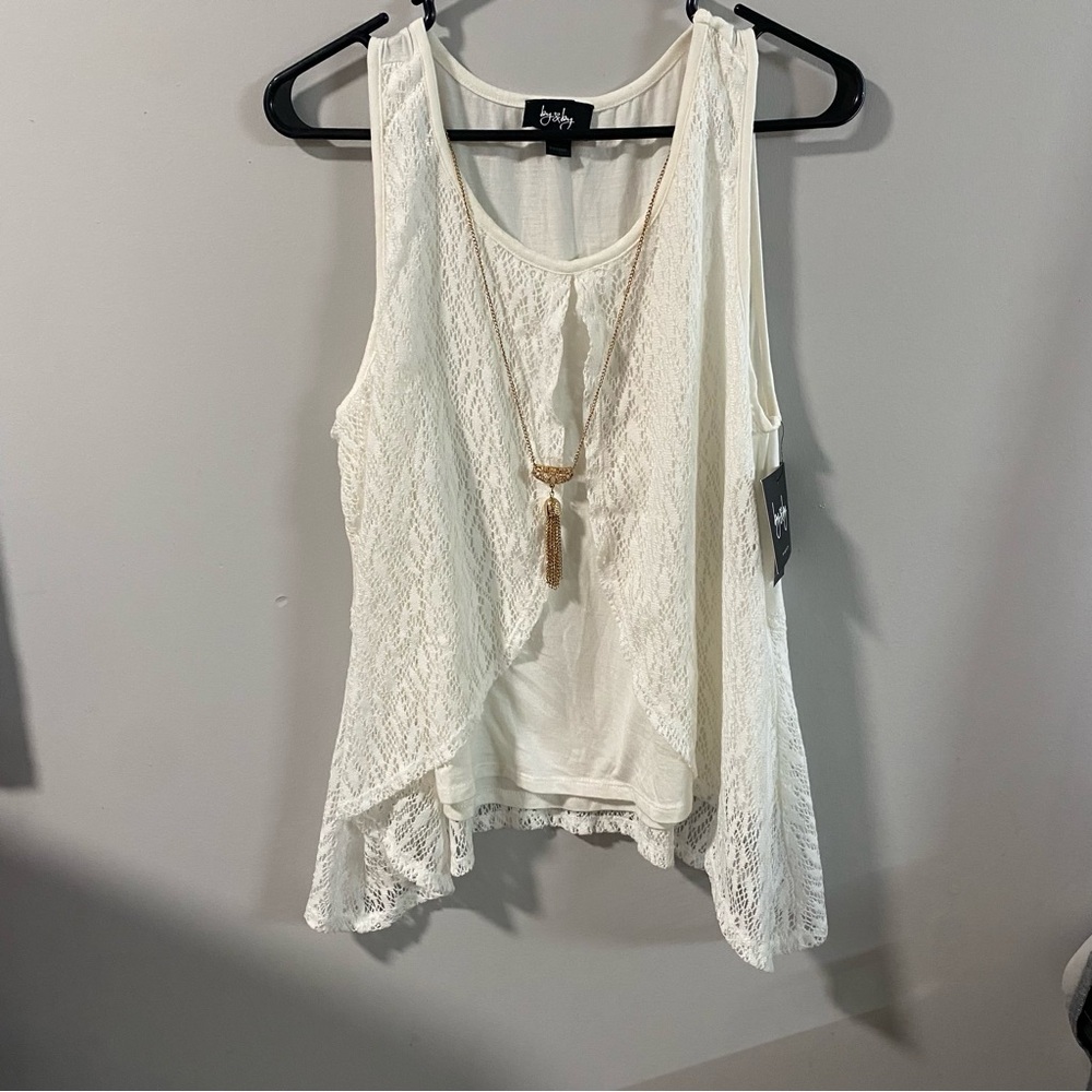 NWT by & by Cream Lace Tank Top - Picture 4 of 9